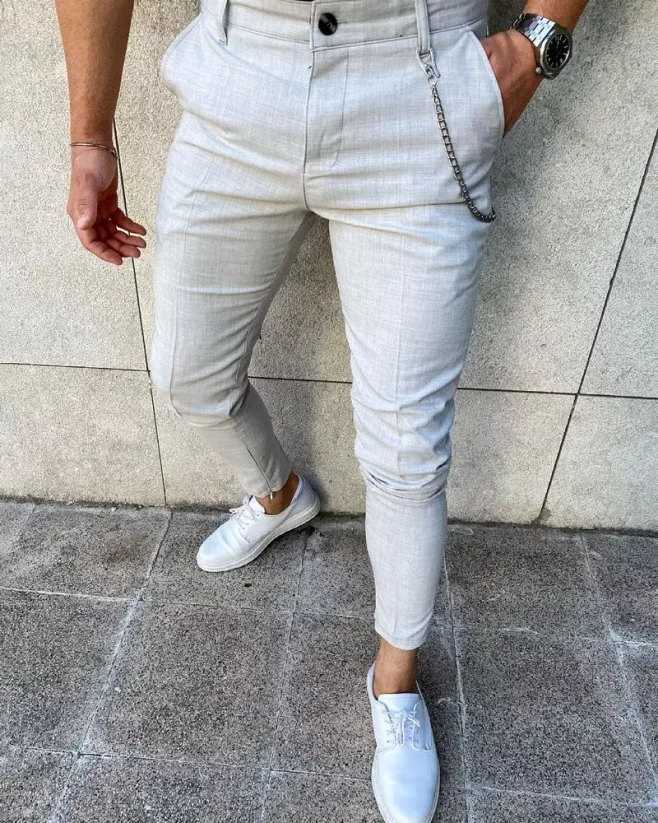 Pánské elegantní SKINNY kalhoty šedé DJP31