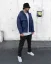 Men's puffer winter bomber jacket Black Island blue - Size: M