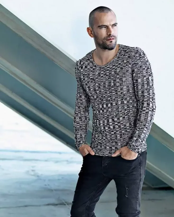Stylish gray-black men's sweater LAGOS 2366