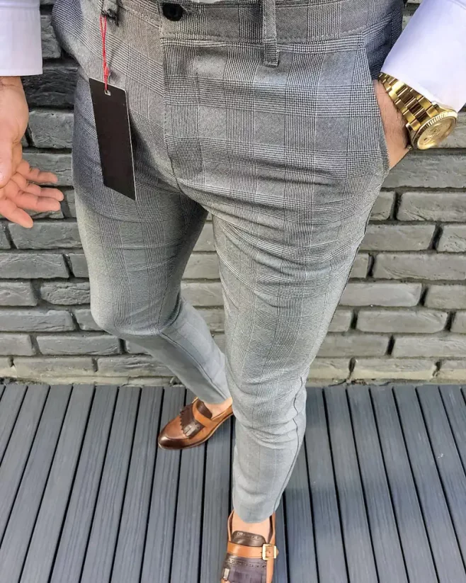 Sivé pánske elegantné nohavice DJP22
