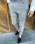 Luxusné pánske pásikavé nohavice sivé DJPE68 Exclusive