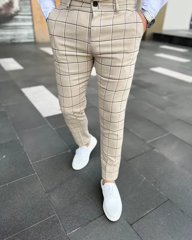 Beige men's elegant trousers DJP64