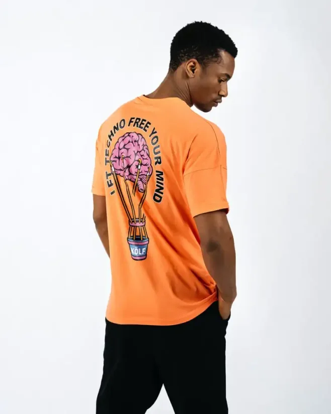 Oranžové pánské tričko OX Techno - Velikost: M