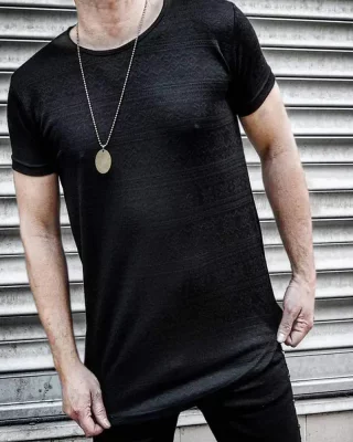Stylové pánské vzorované tričko černé OT SS