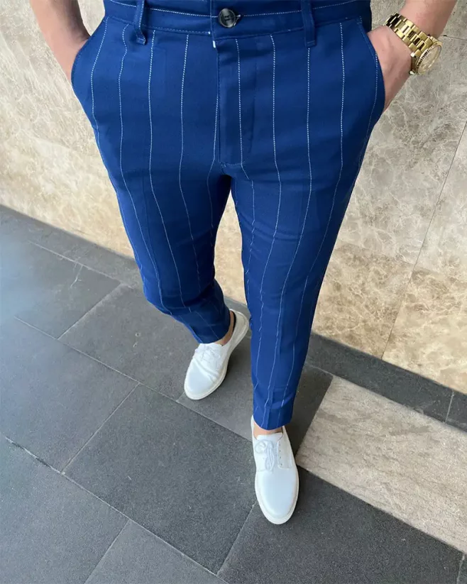 Modré pánské elegantní kalhoty DJP35