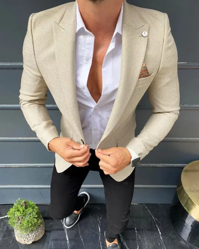 Elegant men's jacket HQ040 beige