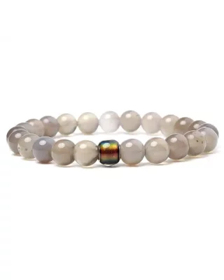 Men's bracelet with natural mother-of-pearl stones Metal