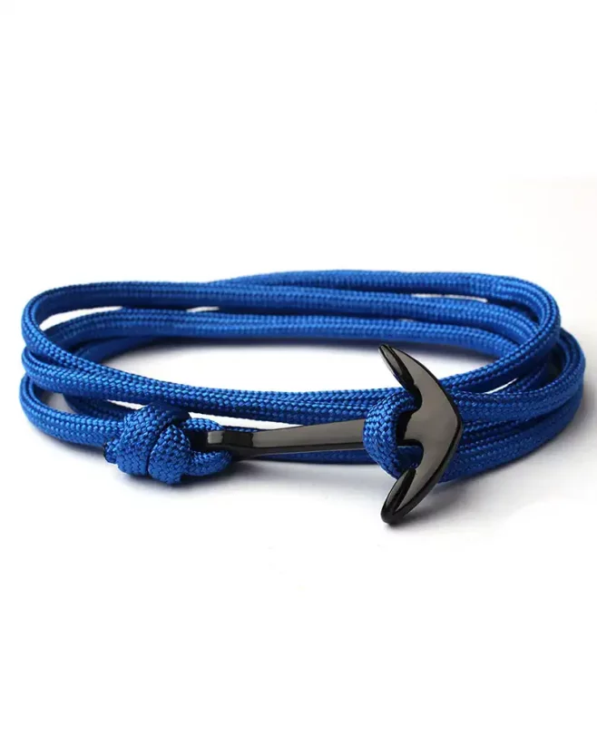 Men's blue bracelet with black anchor