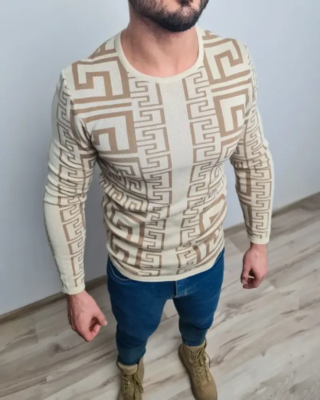 Béžový pánský svetr se vzorem LAGOS North