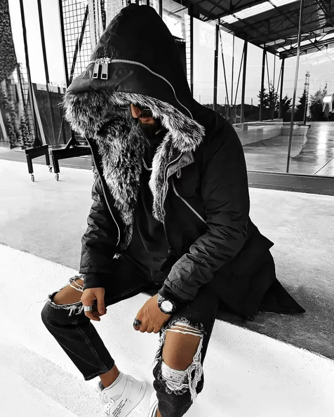 Stylish men's winter jacket parka black OJ Legend - Size: S