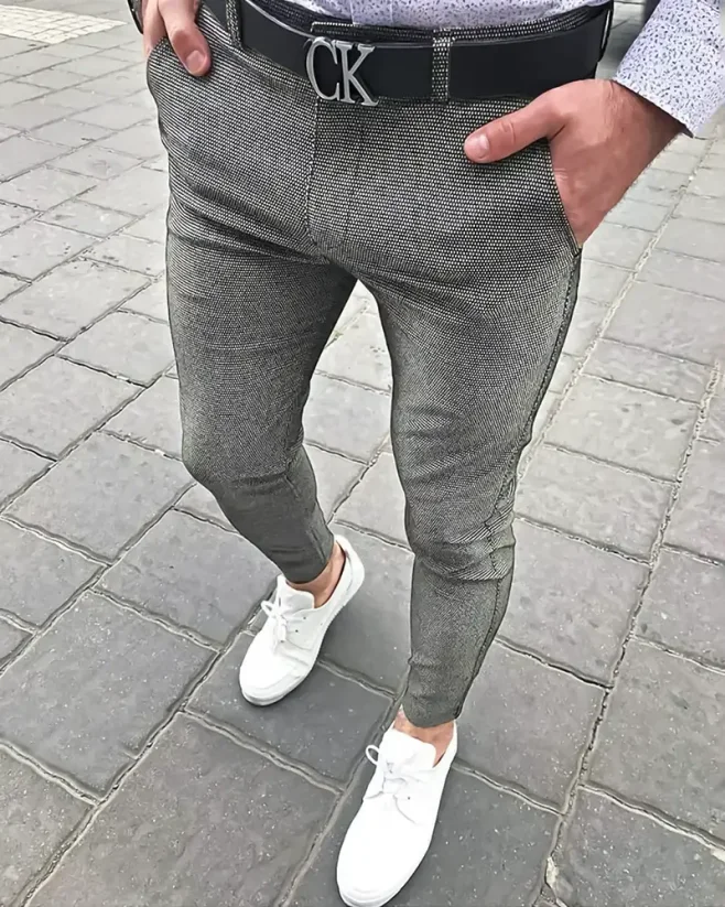 Elegantné pánske nohavice sivé DJP88