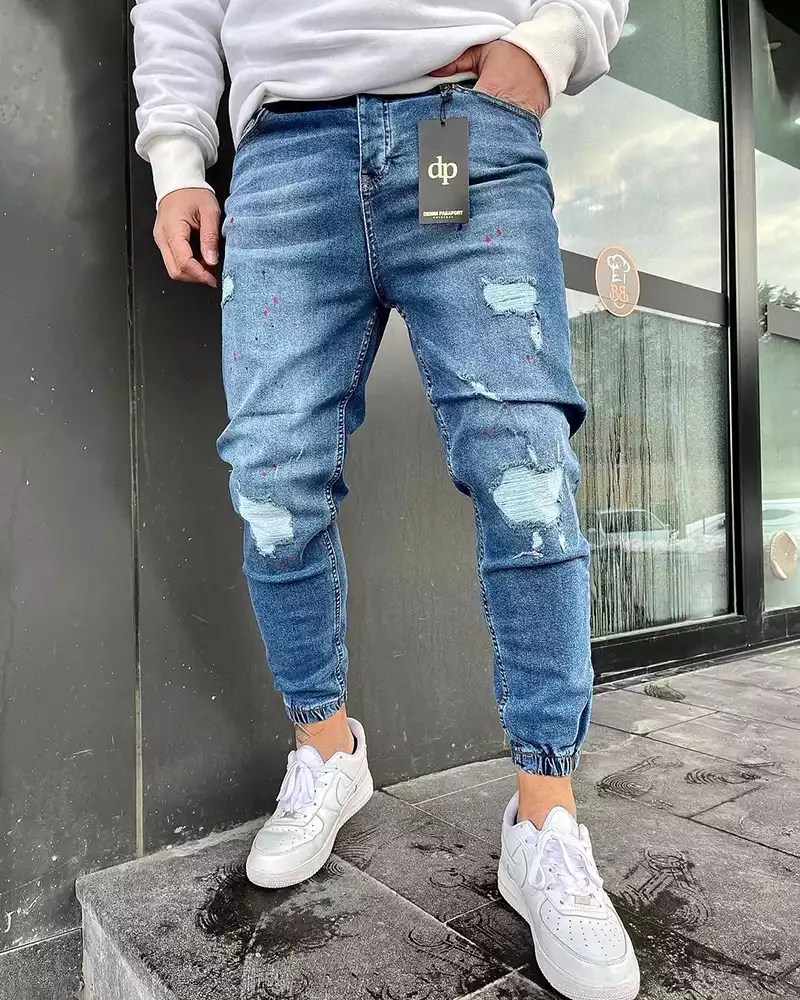 Torn jogger jeans blue DP010 | Fashionformen.eu