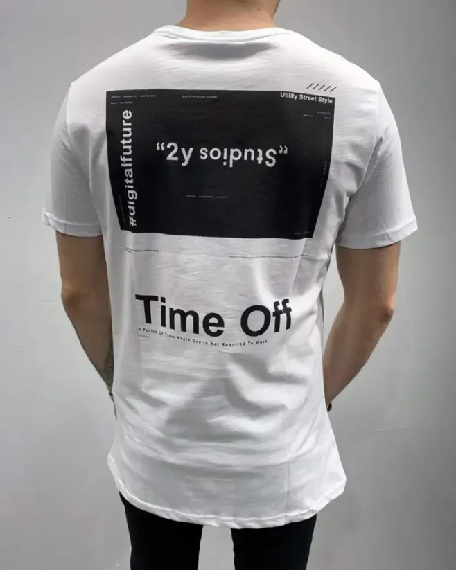 Bílé pánské prodloužené tričko 2Y Premium Time Off