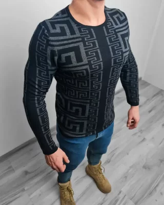 Čierno-šedý pánsky sveter so vzorom LAGOS North