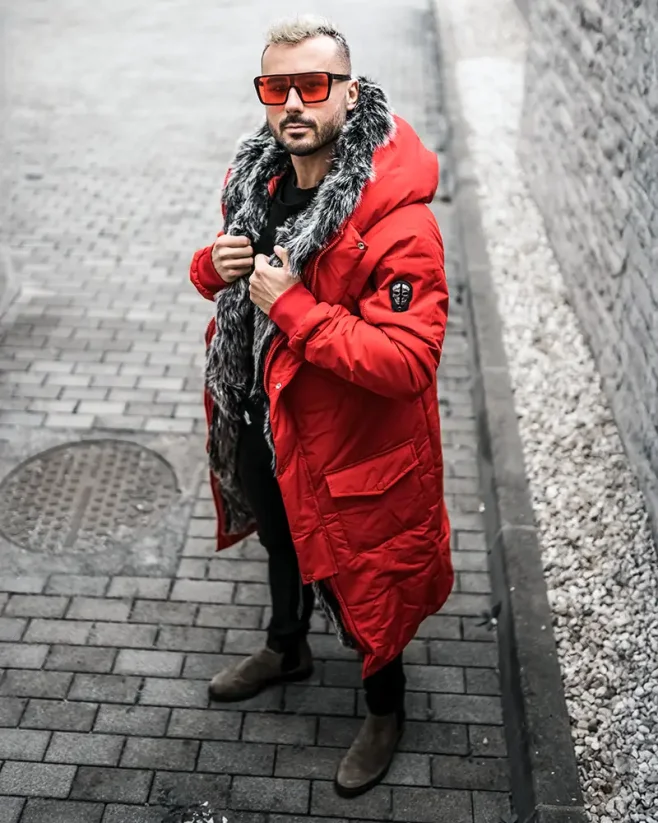 Pánská zimní bunda červená OJ Stranger - Velikost: XL
