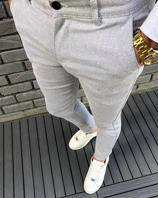 Elegantní pánské kalhoty šedé DJP03