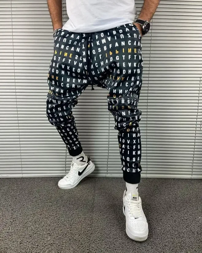 Pánske jogger nohavice čierne OT SS Words - Veľkosť: XL