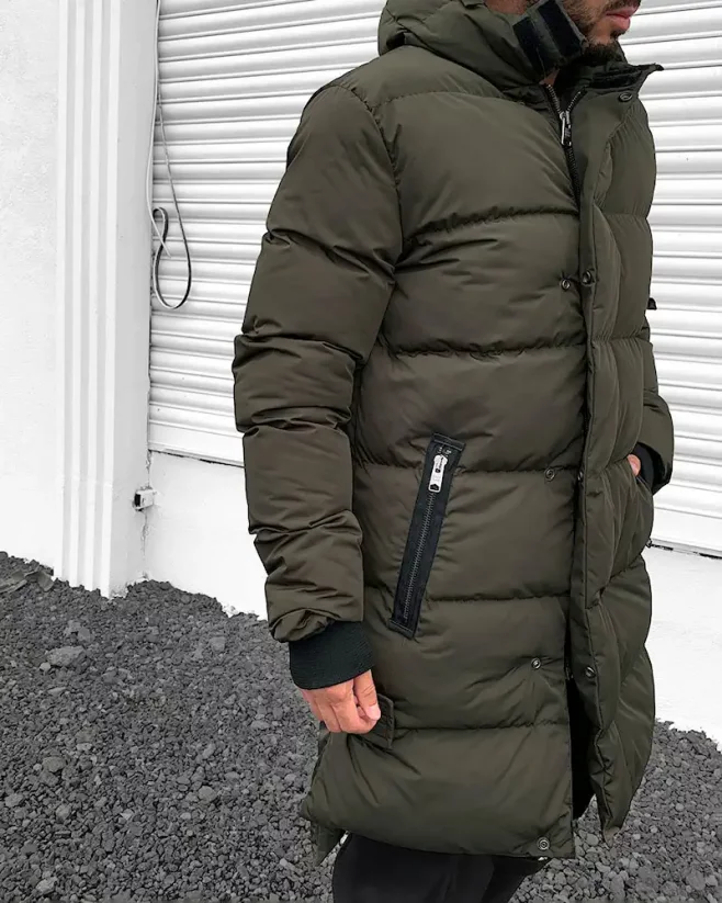 Puffer men's winter jacket parka Black Island green