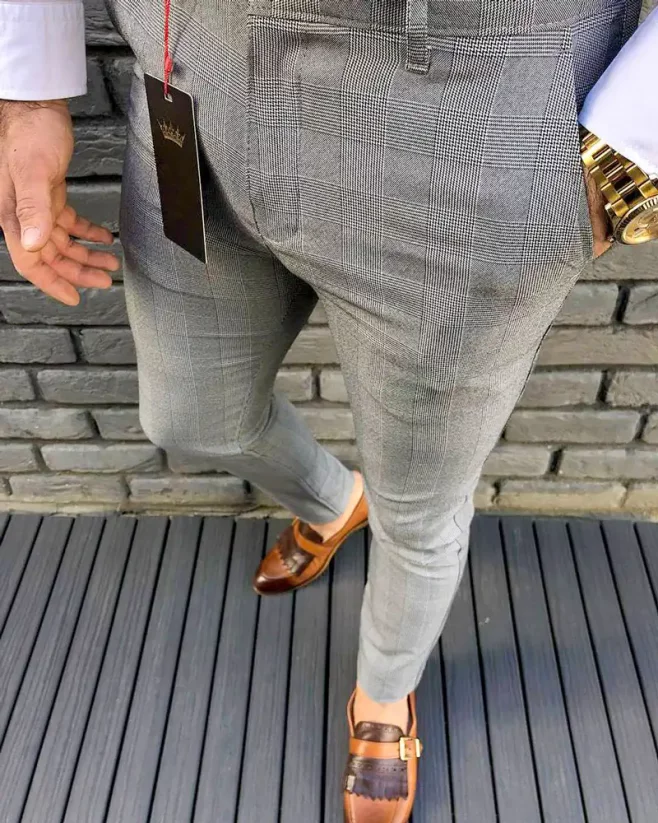 Gray men's elegant pants DJP22