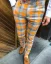 Luxusné pánske kárované nohavice oranžové DJPE71 Exclusive