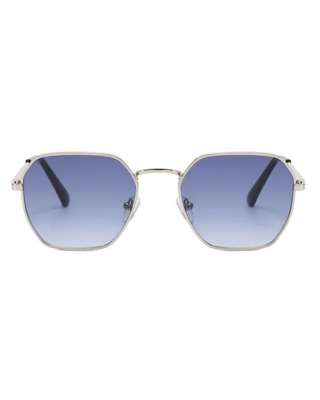 Sunglasses Hexagonal Metal - Color: Silver
