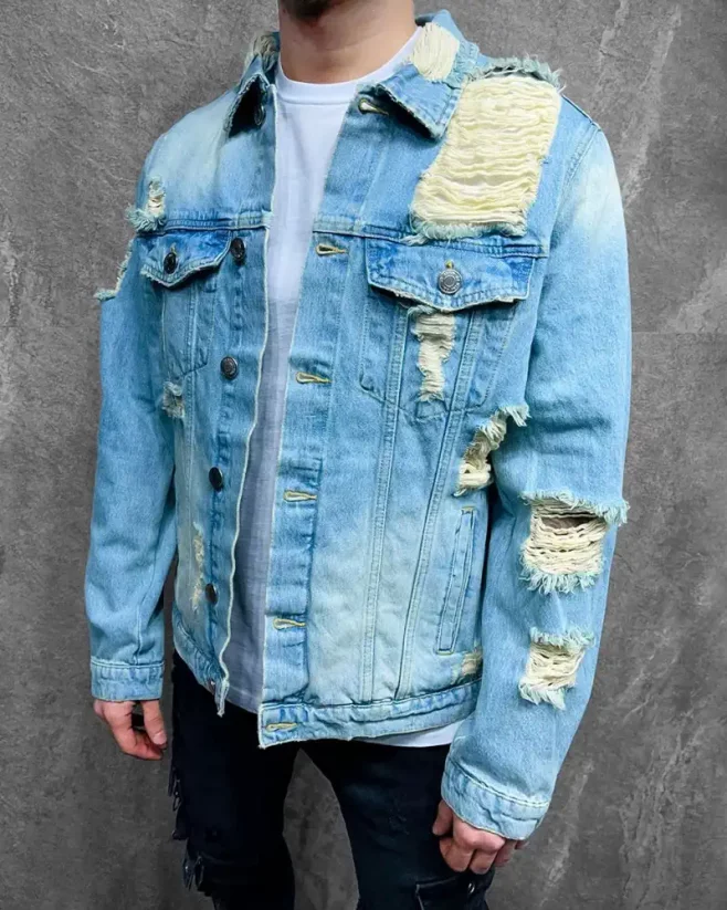 Blue men's denim jacket 2Y Premium Torn