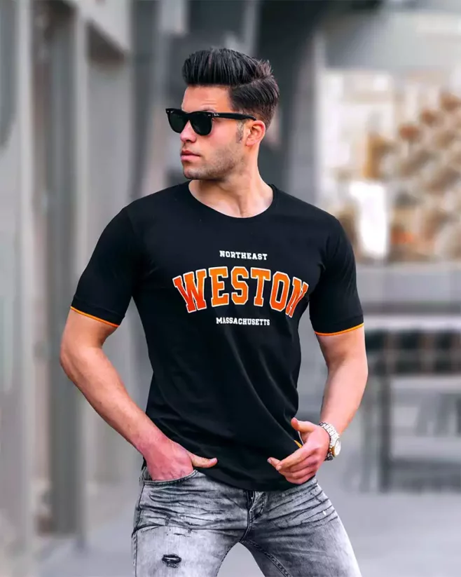 Black men's t-shirt MX Weston - Size: M