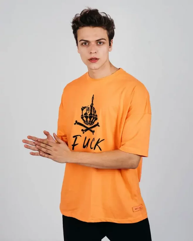 Oranžové pánske tričko OX Bone - Veľkosť: M