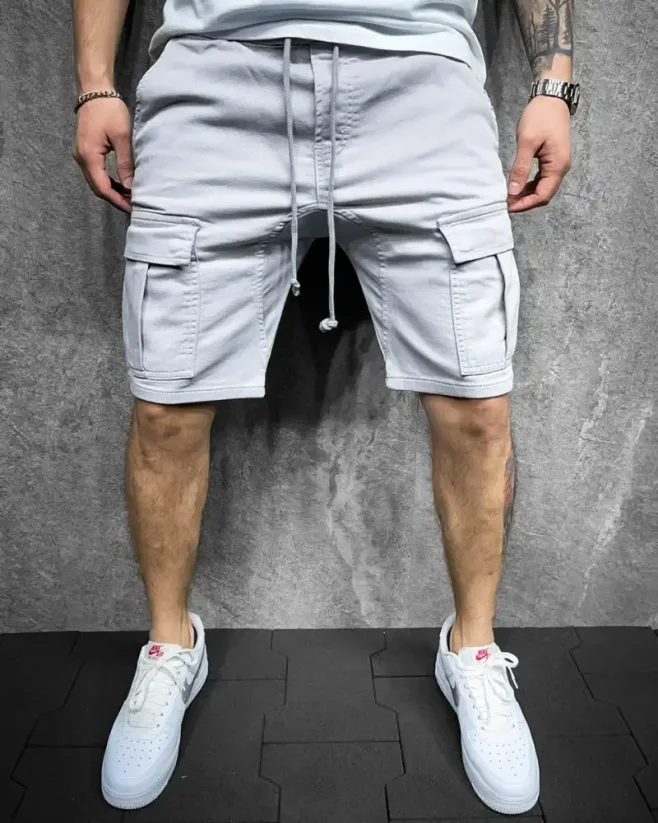 Sivé pánske rifľové kraťasy 2Y Premium Squad