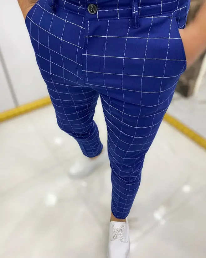 Elegantné pánske nohavice modré DJP71