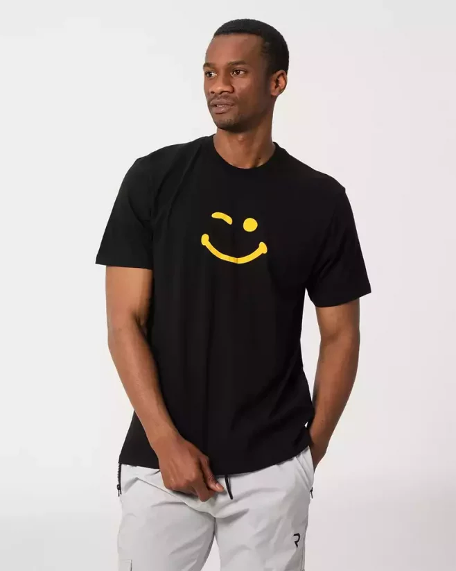 Black men's t-shirt Smile - Size: S