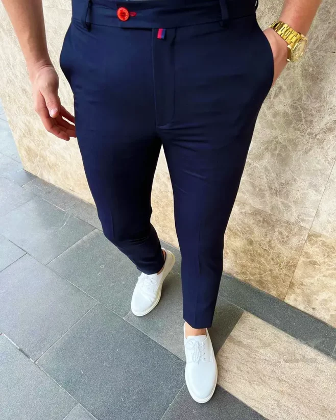 Luxusné pánske nohavice modré DJPE27 Exclusive