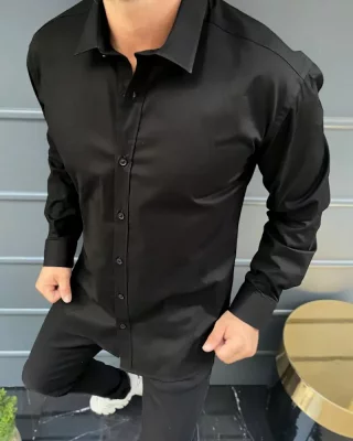 Elegant men's shirt black Side