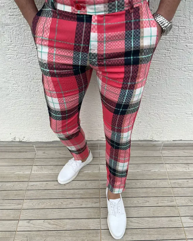 Luxury men's checkered pants DJPE19 Exclusive - Velikost: 30