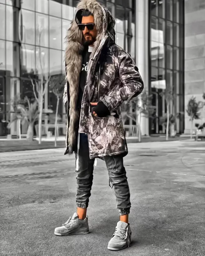 Men's camouflage winter jacket OJ Wild - Size: S