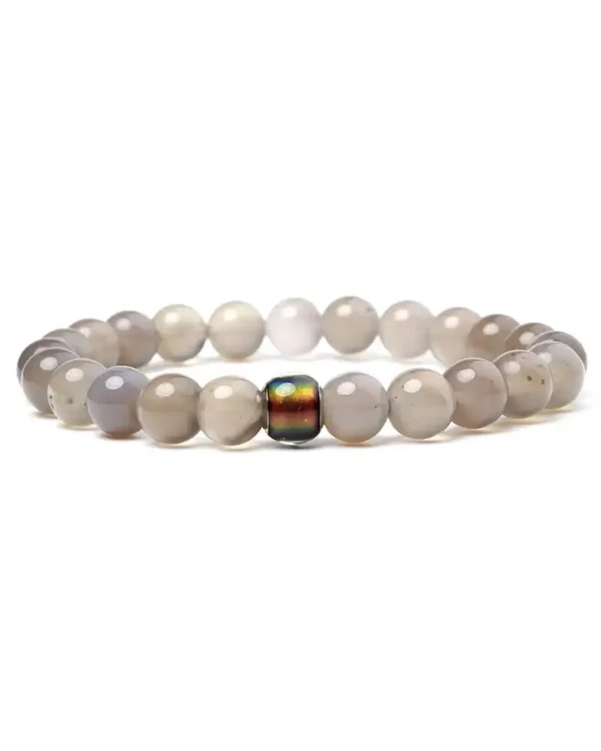 Men's bracelet with natural mother-of-pearl stones Metal - Size: Univerzálna