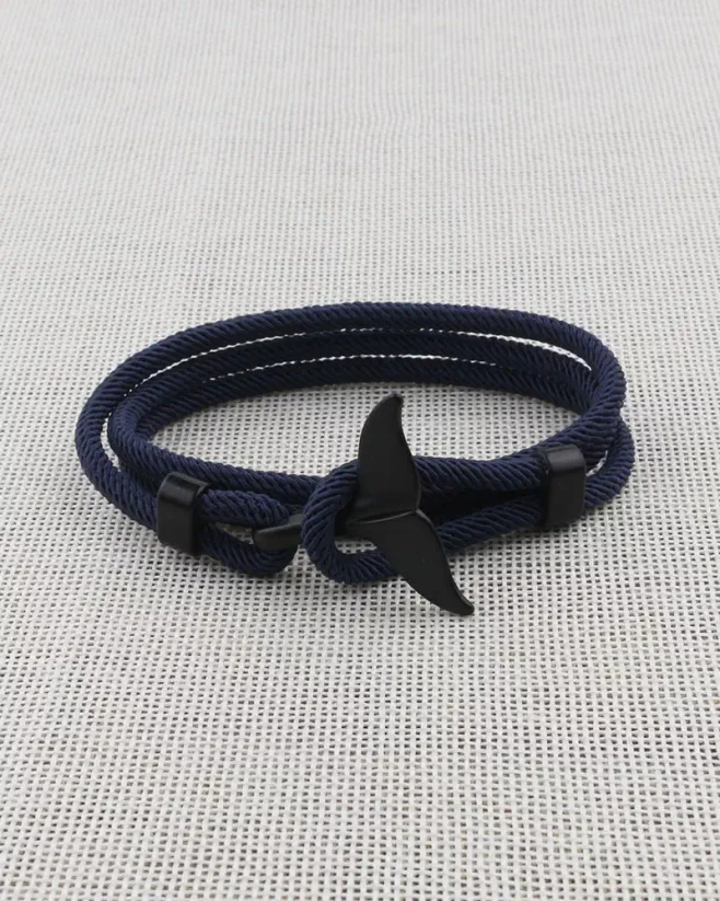 Men's dark-blue bracelet with black fin