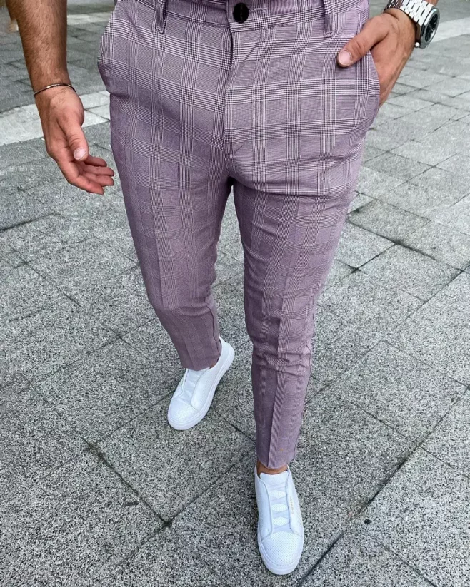 Elegantní pánské kalhoty vínové DJP26