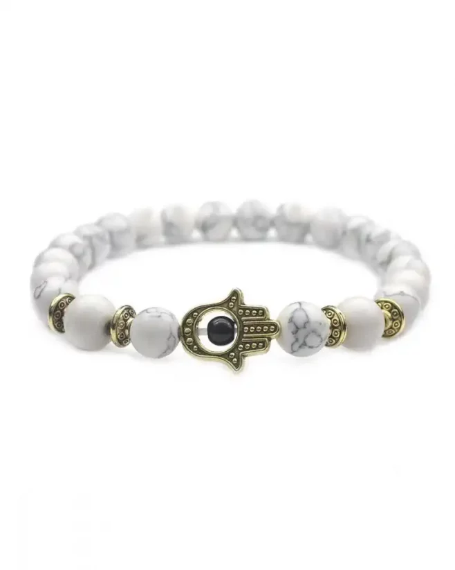 Elegant men's bracelet with howlit stones and gold accessories - Size: Univerzálna