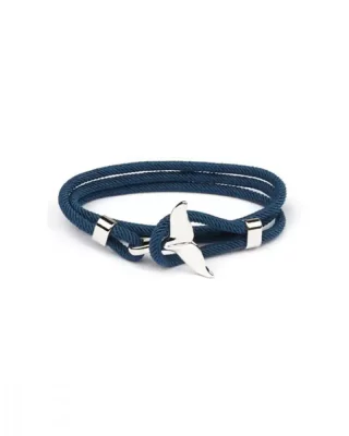 Elegant men's bracelet with a silver fin blue
