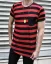 Pánske pruhované tričko s vreckom čierno-červené OT SS - Vyberte si veľkosť: M