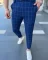 Kárované pánské elegantní kalhoty modré DJP63