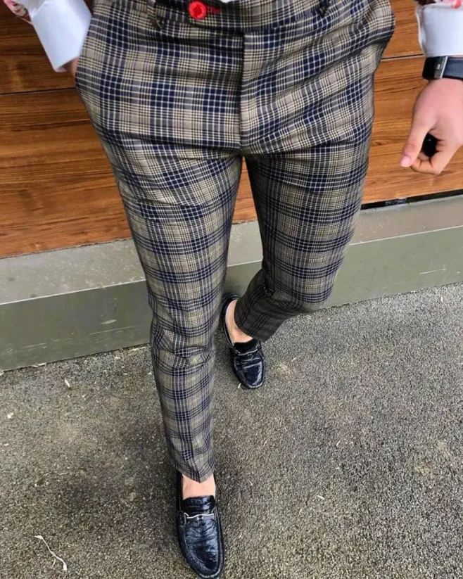 Luxury men s checkered pants DJPE83 Exclusive Fashionformen.eu