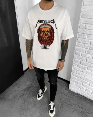 Stylish men's t-shirt white Black Island Metallica