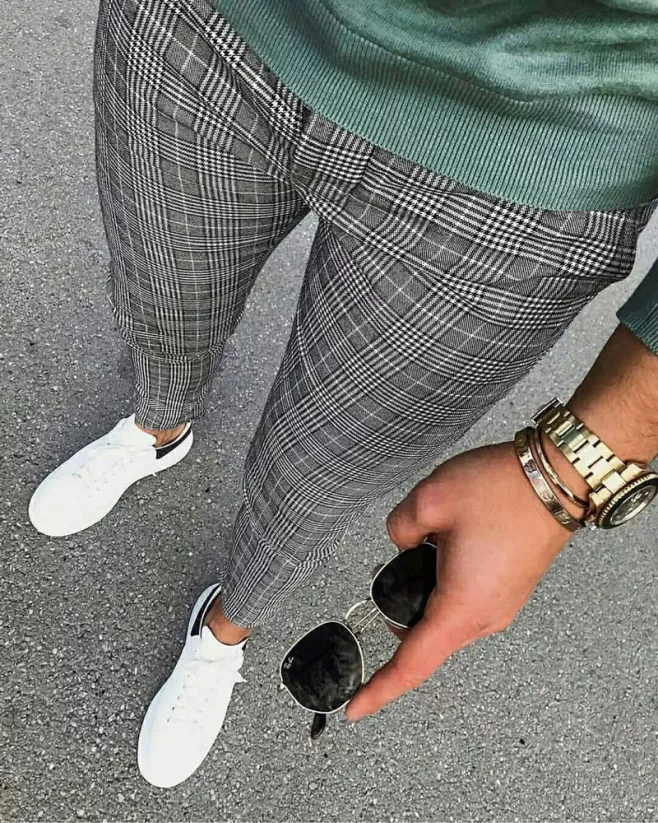 Luxusní pánské elegantní kalhoty šedé DJPE16 Exclusive