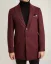 Men's winter coat with a sharp collar burgundy