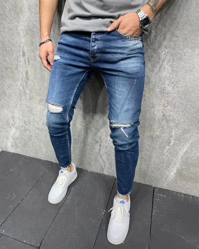 Roztrhané pánské modré džíny 2Y Premium Again - Velikost: 30