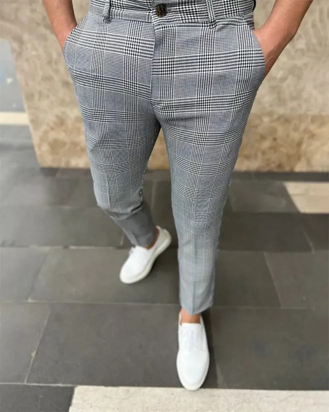 Elegantní pánské kalhoty šedé DJP54