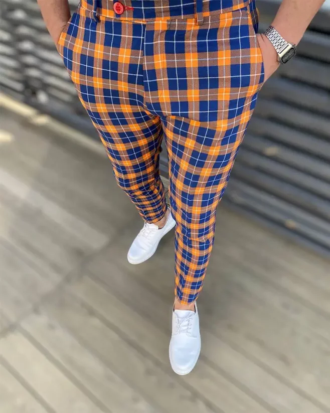 Luxury men's checkered pants DJPE18 Exclusive - Size: 31