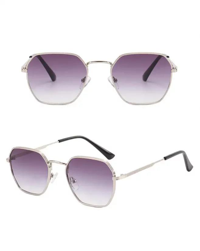Sunglasses Hexagonal Metal - Color: Silver